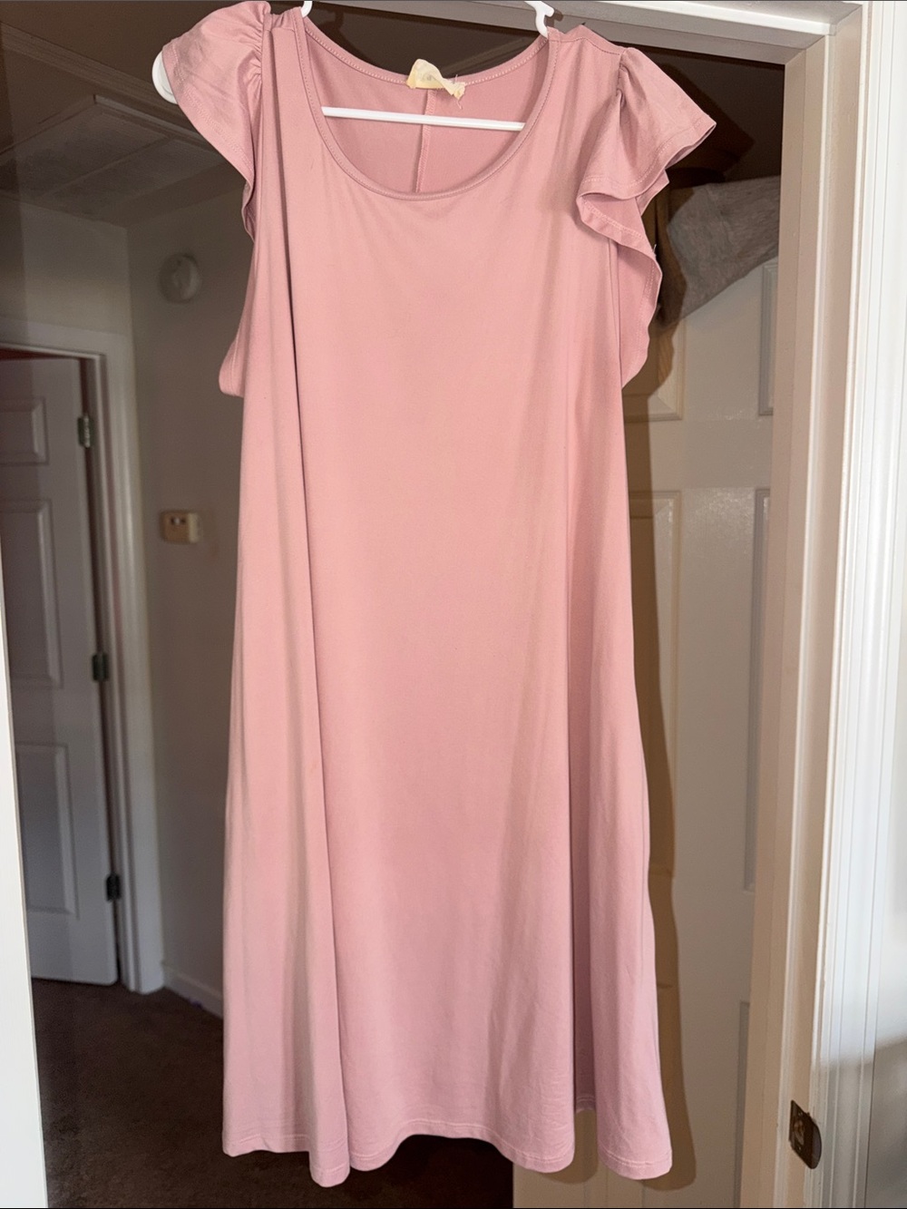 Sleeve-Detail Midi Dress in Dusty Rose